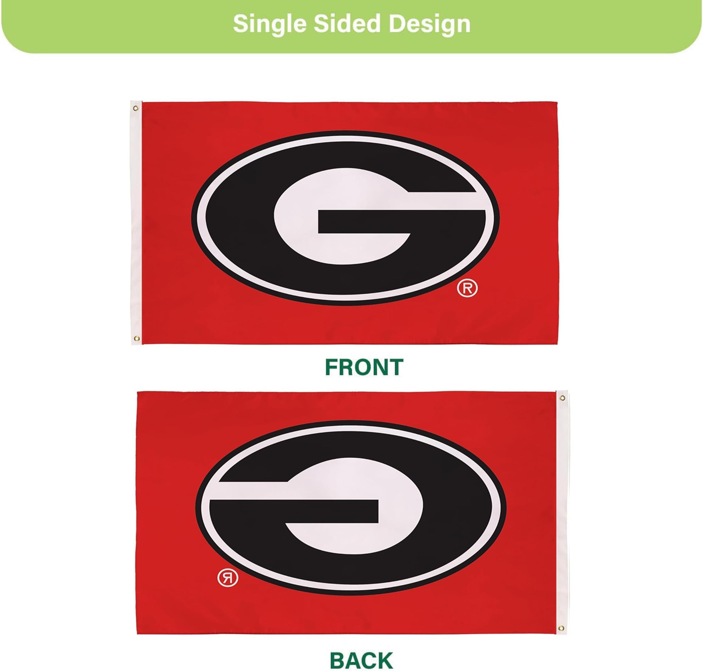 BSI NCAA Georgia Bulldogs 3 x 5 Outdoor Flag Durable with Grommets | Heavy Duty Flag & Banner for Garden Patio | Indoor Wall Decor for Room | Works with Flag Poles for Outside House (Red) - Image 5