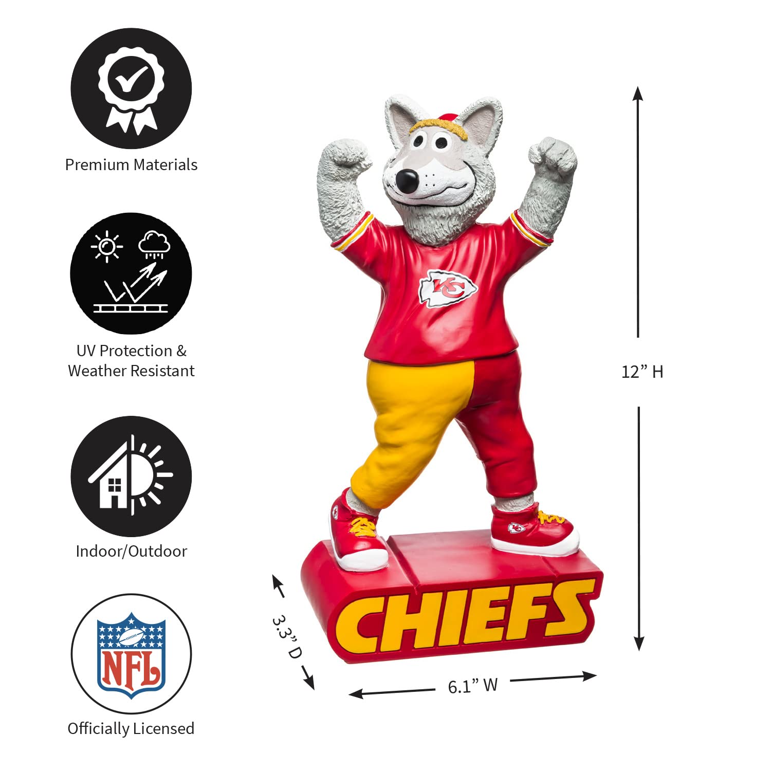 Evergreen Enterprises NFL Kansas City Chiefs Mascot DesignGarden Statue, Team Colors, One Size - Image 3