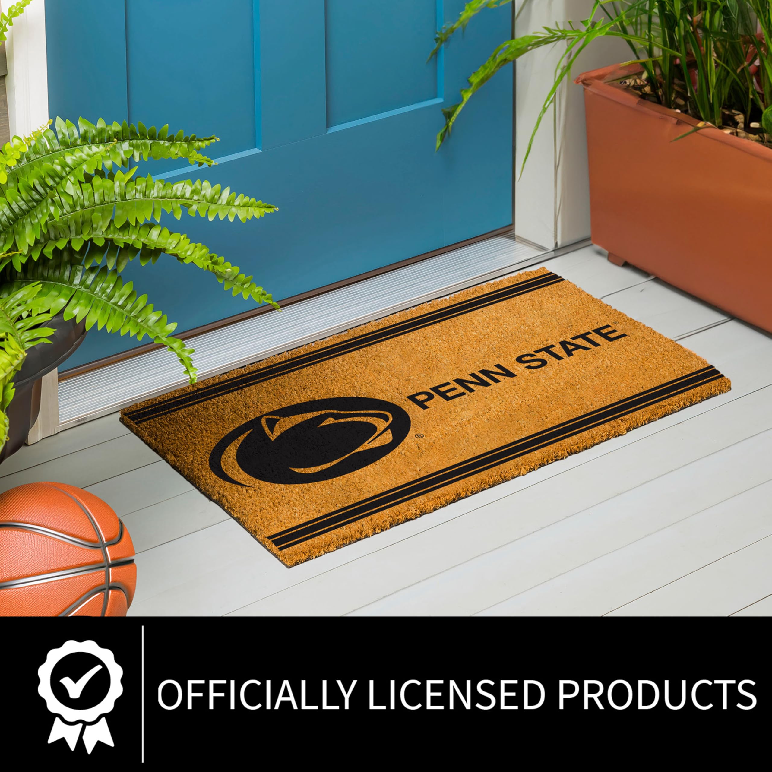 NCAA Penn State Coir Door Mat, Indoor and Outdoor Entryway, 28 x 16 Inches Non Slip Back Welcome Floor Mats for Muddy Dog Paws, Weather-Resistant Front Door Entrance Home Décor - Image 5