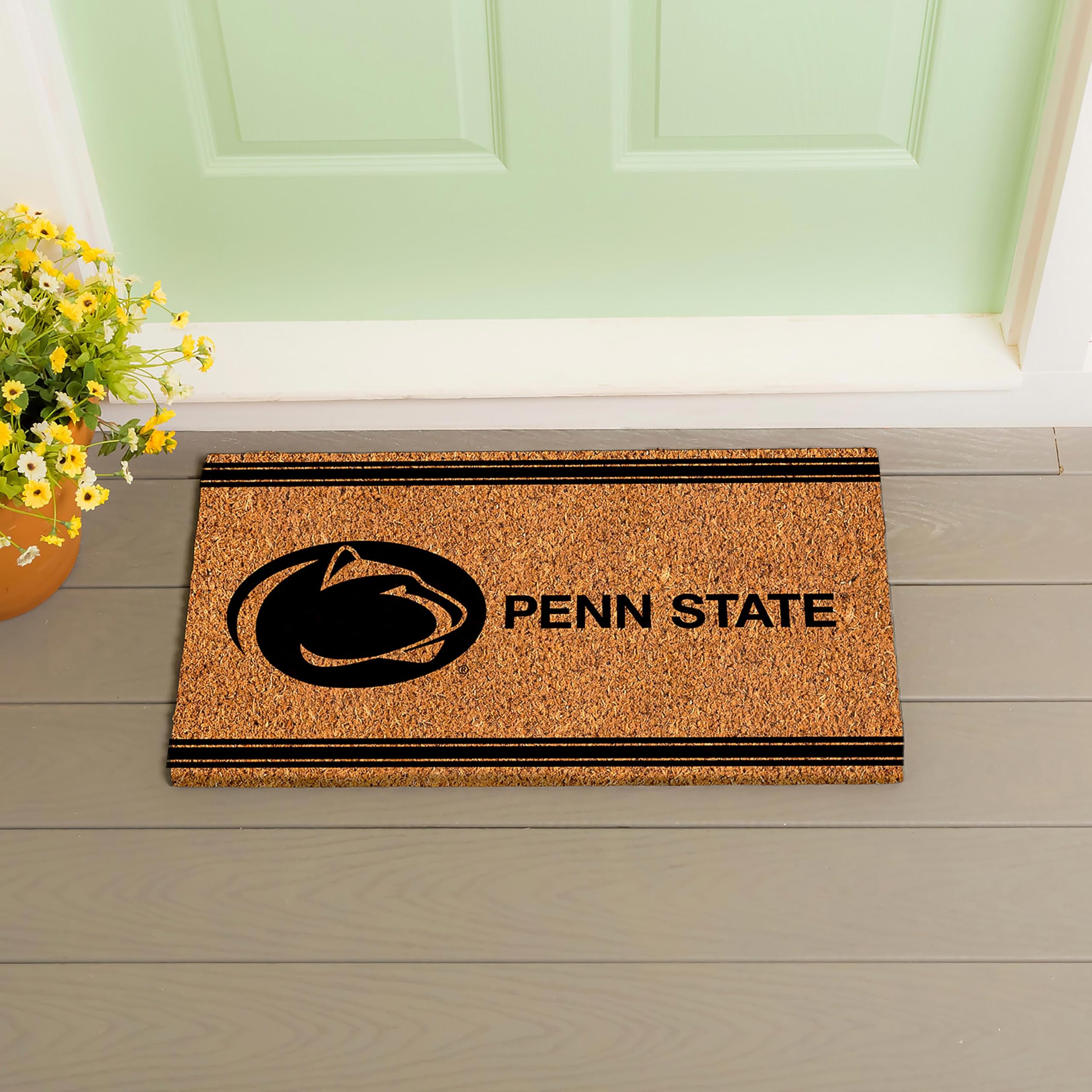 NCAA Penn State Coir Door Mat, Indoor and Outdoor Entryway, 28 x 16 Inches Non Slip Back Welcome Floor Mats for Muddy Dog Paws, Weather-Resistant Front Door Entrance Home Décor - Image 7