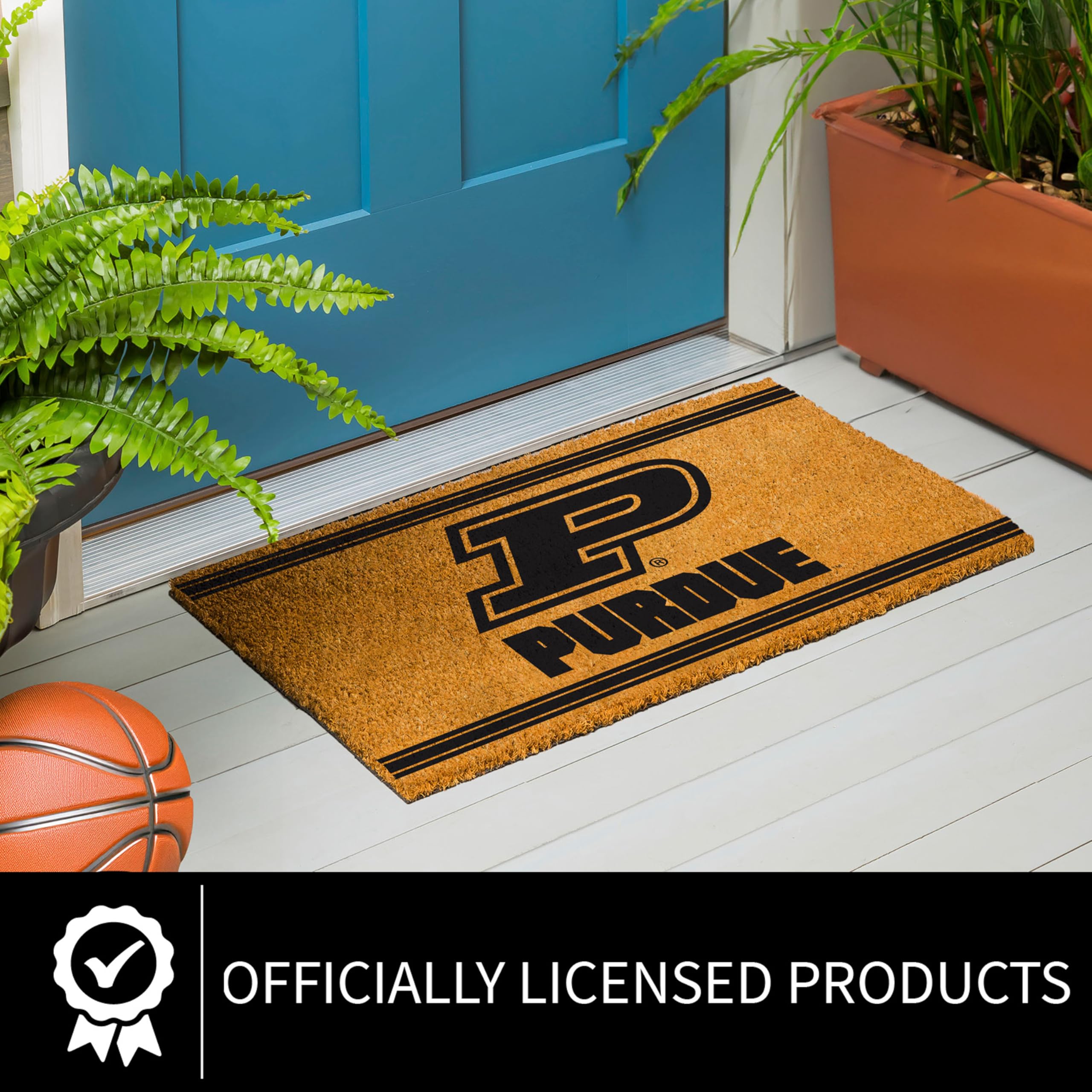 NCAA Purdue University Coir Door Mat, Indoor and Outdoor Entryway, 28 x 16 Inches Non Slip Back Welcome Floor Mats for Muddy Dog Paws, Weather-Resistant Front Door Entrance Home Décor - Image 5