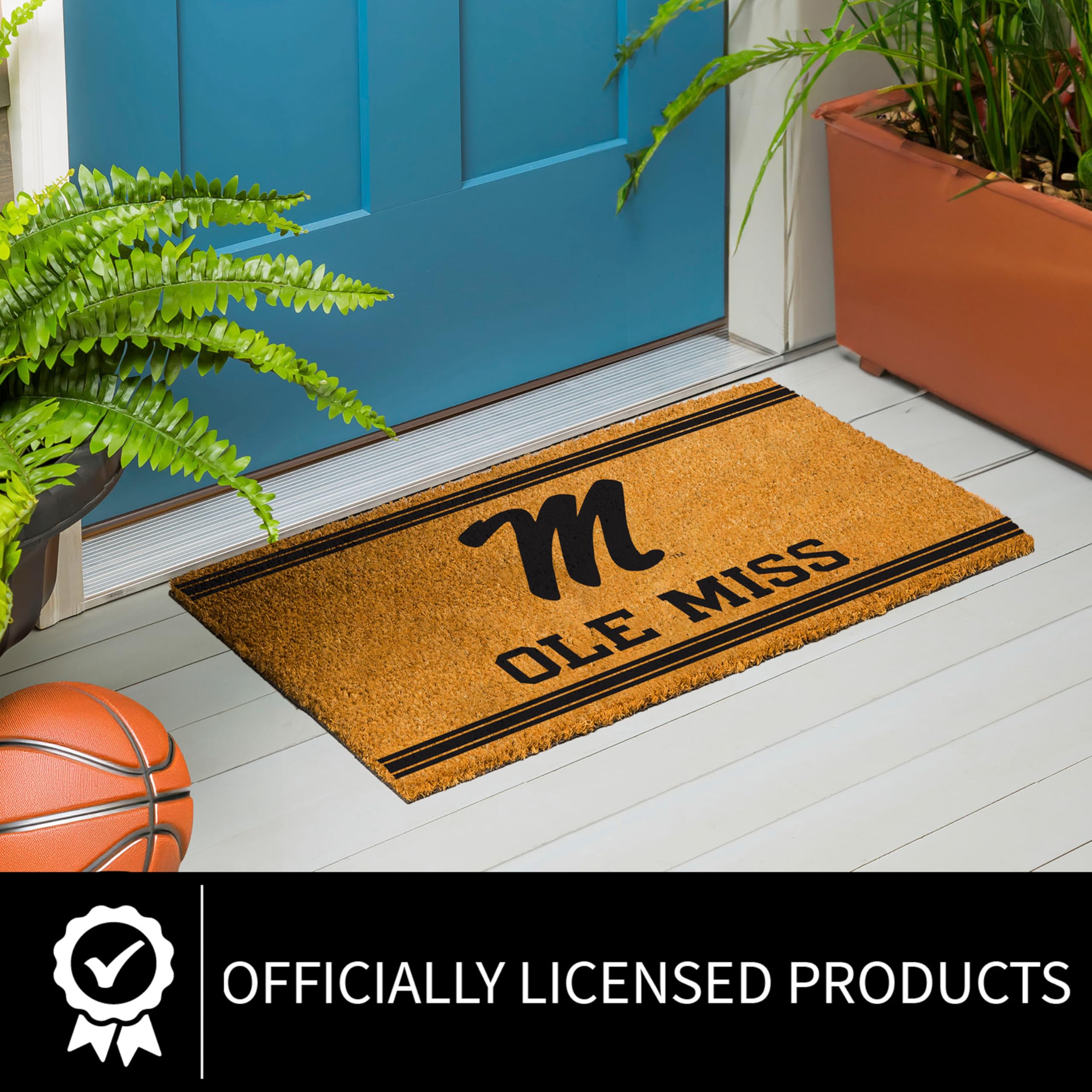 NCAA University of Mississippi Coir Door Mat, Indoor and Outdoor Entryway, 28 x 16 Inches Non Slip Back Welcome Floor Mats for Muddy Dog Paws, Weather-Resistant Front Door Entrance Home Décor - Image 5