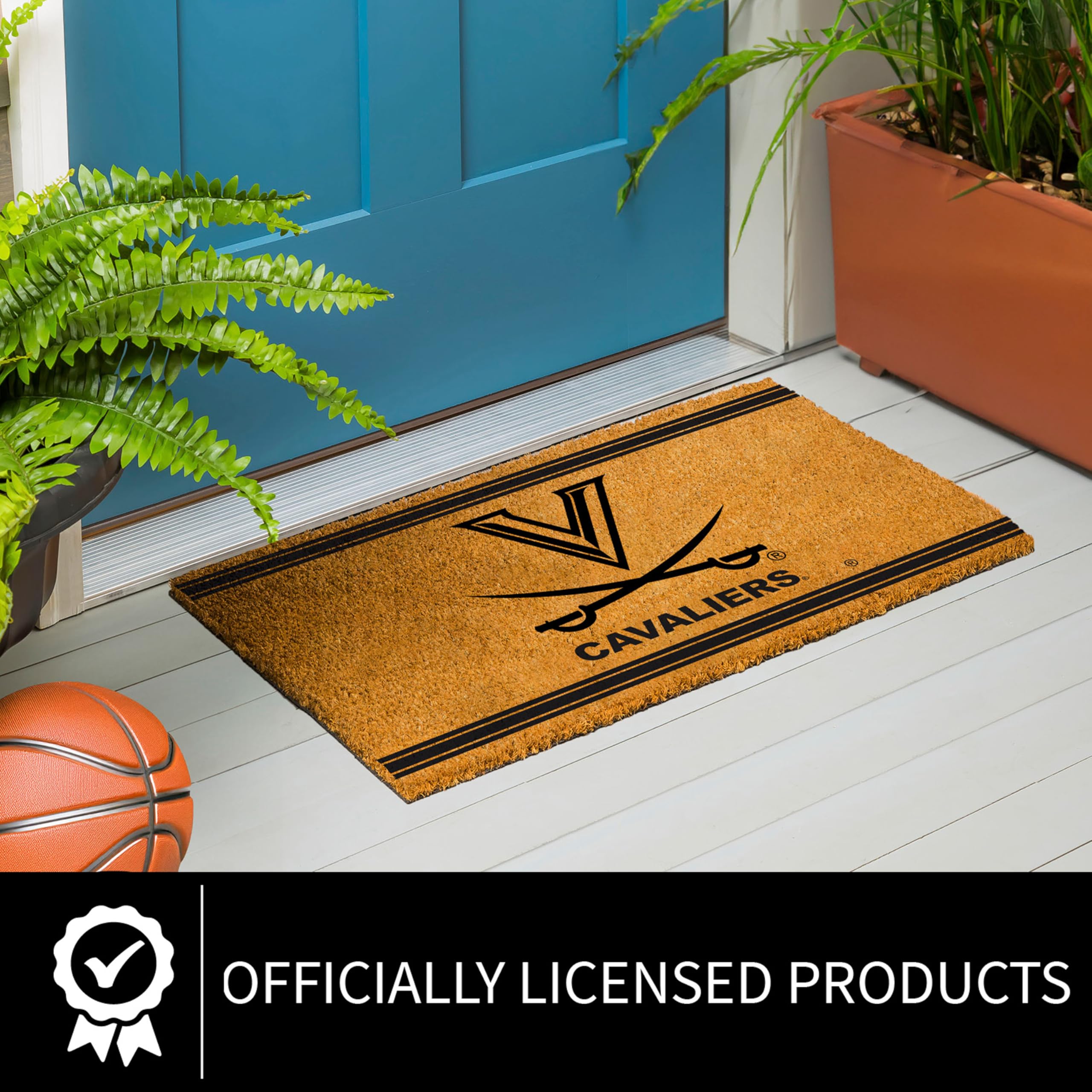 NCAA University of Virginia Coir Door Mat, Indoor and Outdoor Entryway, 28 x 16 Inches Non Slip Back Welcome Floor Mats for Muddy Dog Paws, Weather-Resistant Front Door Entrance Home Décor - Image 5
