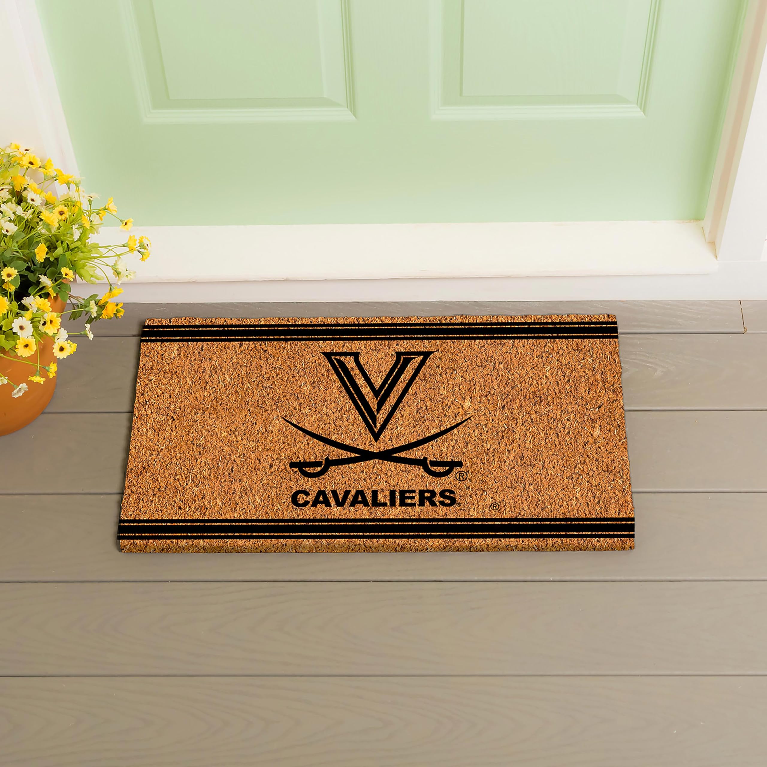NCAA University of Virginia Coir Door Mat, Indoor and Outdoor Entryway, 28 x 16 Inches Non Slip Back Welcome Floor Mats for Muddy Dog Paws, Weather-Resistant Front Door Entrance Home Décor - Image 8