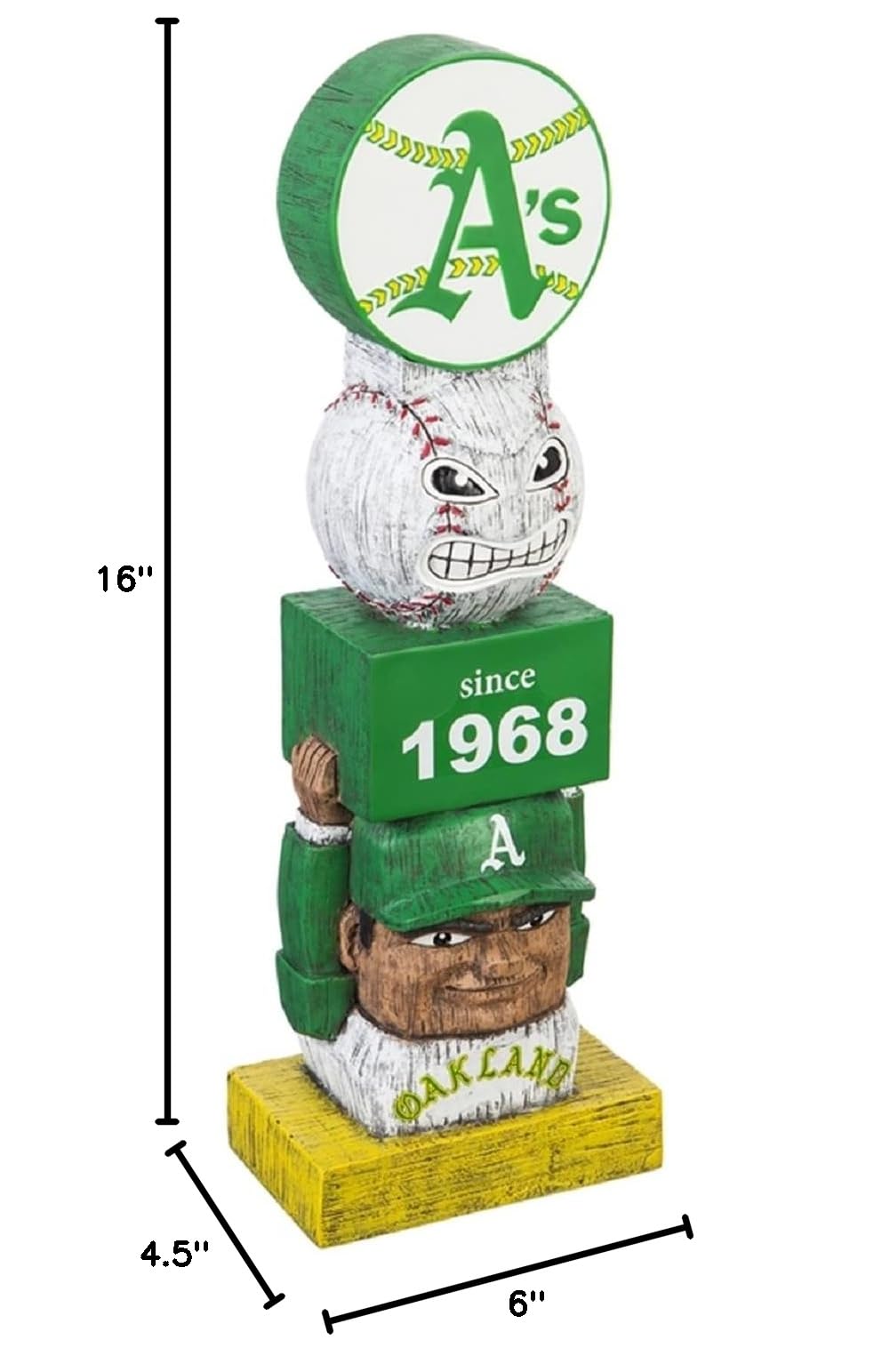 Team Sports America Athletics Baseball Garden Statue, Tiki Totem Style, Vintage Design, Outdoor or Indoor Use, 16 Inch Tall, Beautiful Hand Painted Resin Construction - Image 4