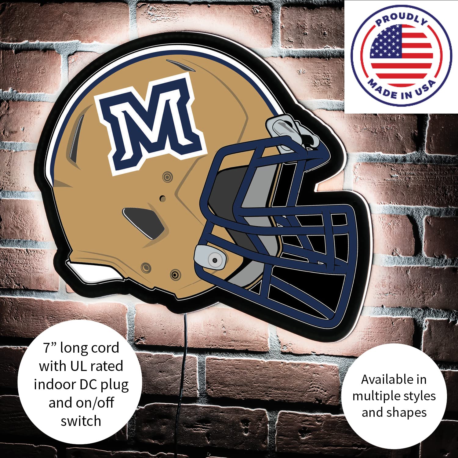 Team Sports America Evergreen NCAA Montana State University Ultra-Thin LED Light Wall Sign Décor | Full Size Replica Helmet | - 19.5 x 15 Inches | Made in USA - Image 5