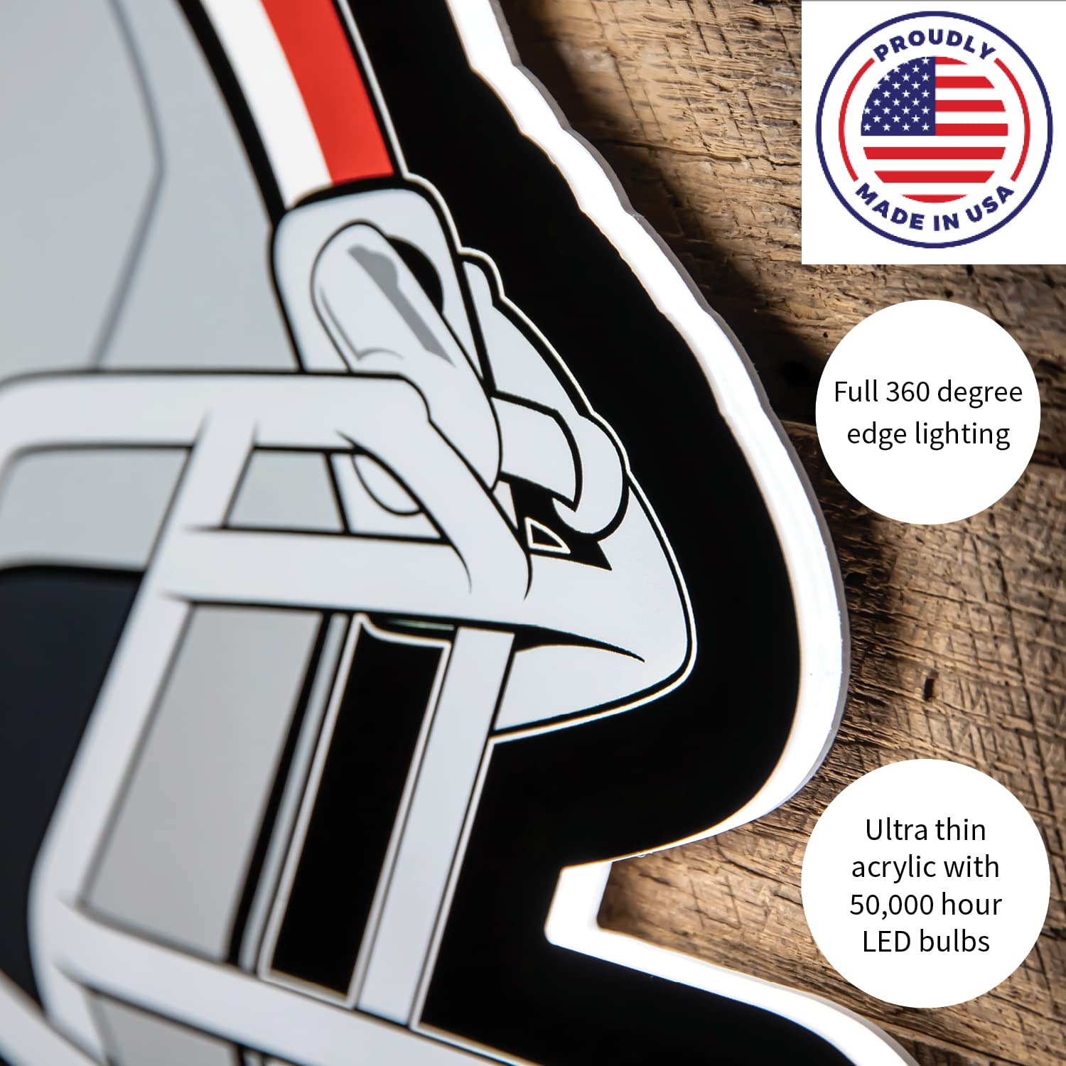 Team Sports America Evergreen NCAA Montana State University Ultra-Thin LED Light Wall Sign Décor | Full Size Replica Helmet | - 19.5 x 15 Inches | Made in USA - Image 4