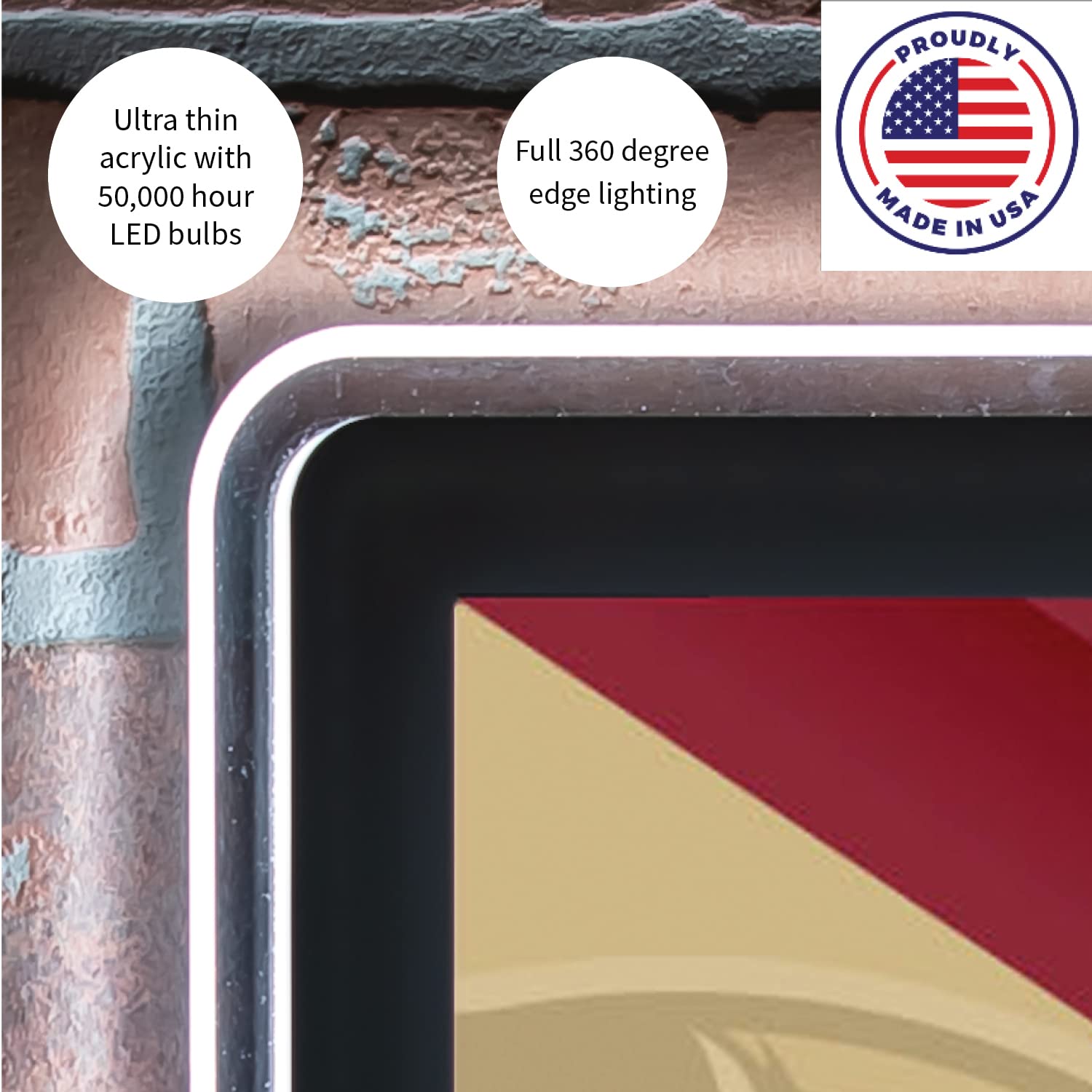 Team Sports America Evergreen NCAA University of Iowa | Ultra-Thin LED Light Wall Sign Decor | Large Pennant Banner | 9 x 23 Inches | Made in the USA - Image 4