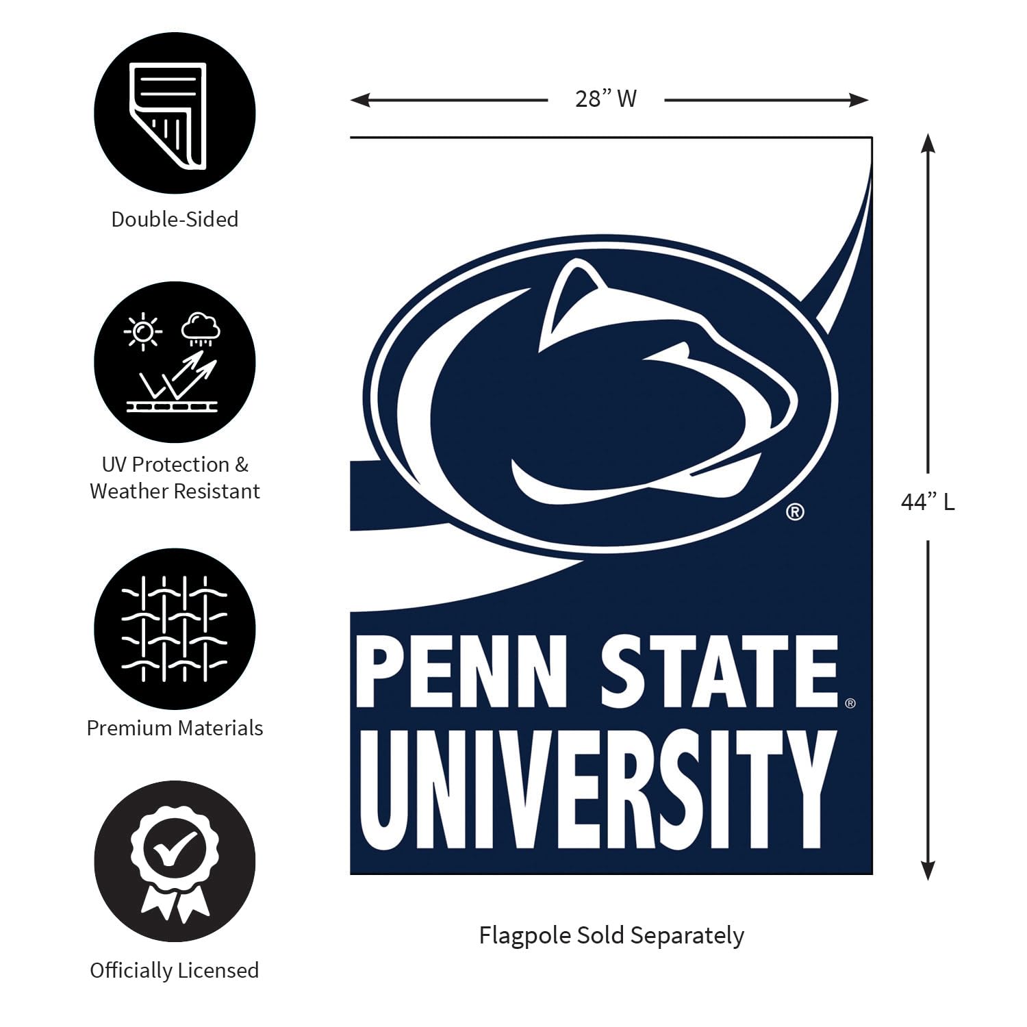 Team Sports America NCAA Penn State House Flag, 28 x 44, Double Sided Garden Flags for Outside, Outdoor College Flags & Banners for Gardens Patio, Indoor Wall Decor Flag for Room - Image 3