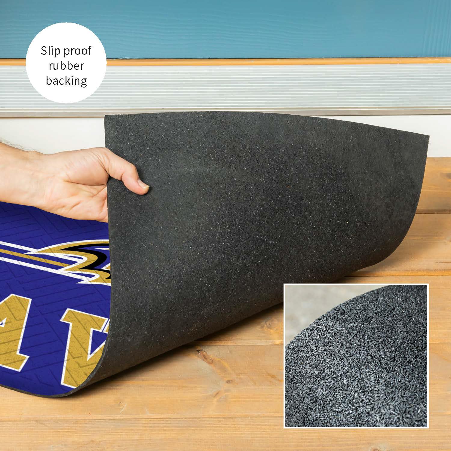 Team Sports America NFL Entrance Doormat | 28 x 16 Inches | Embossed Cross Hatch | Non - Slip Backing | Indoor and Outdoor Home Décor (Baltimore Ravens) - Image 5