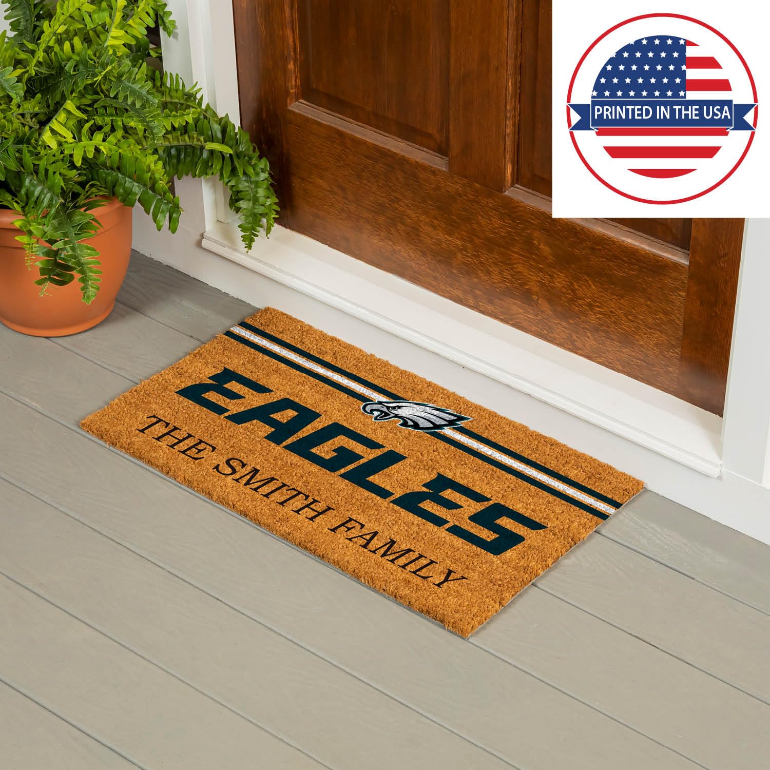 Team Sports America NFL Philadelphia Eagles Personalized Coir Door Mat, 18 x 30 Inches Custom Name Doormat with Non Slip Back, Front Door Welcome Mats - Image 5