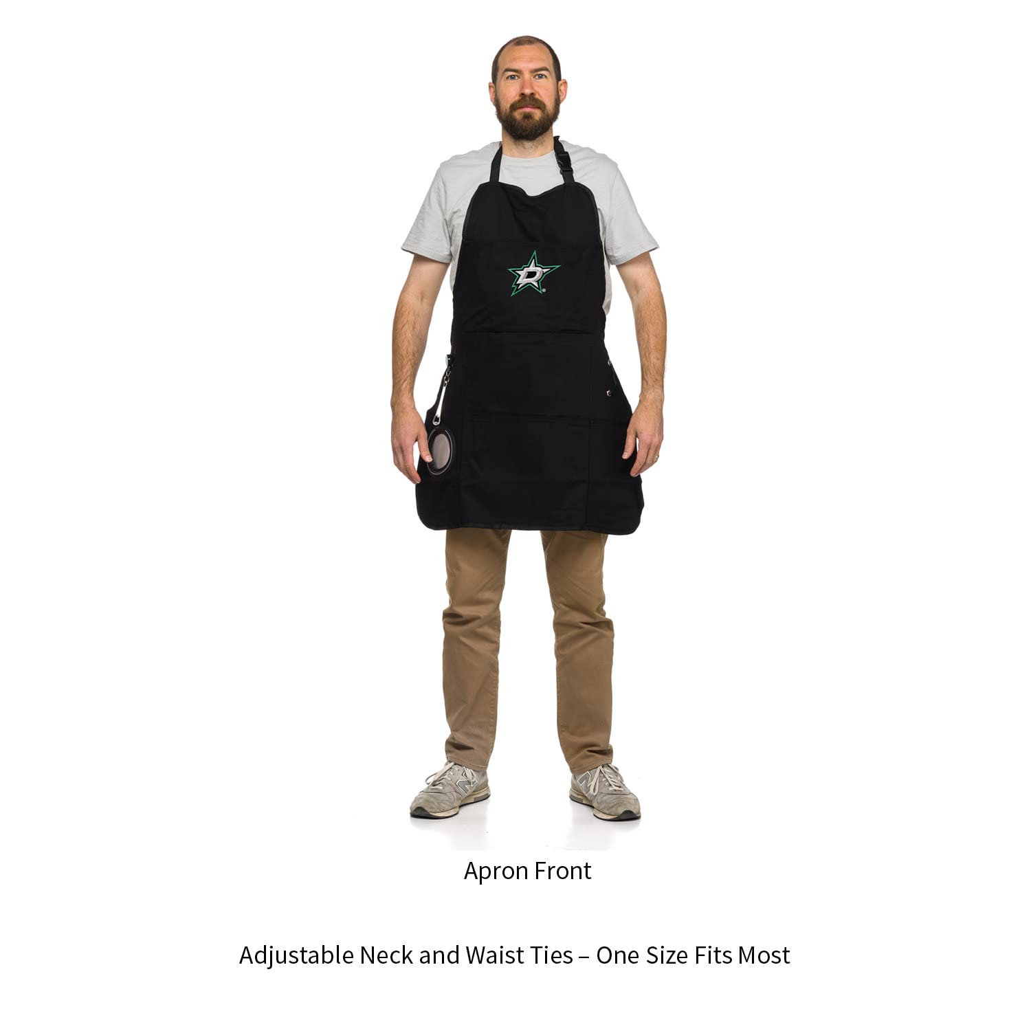 Team Sports America Outdoor NHL Black Grilling Apron | Dallas Stars | Made of Durable Cotton | Beverage Opener and Multi-Tool | Sports and Tailgaiting Apparel - Image 4
