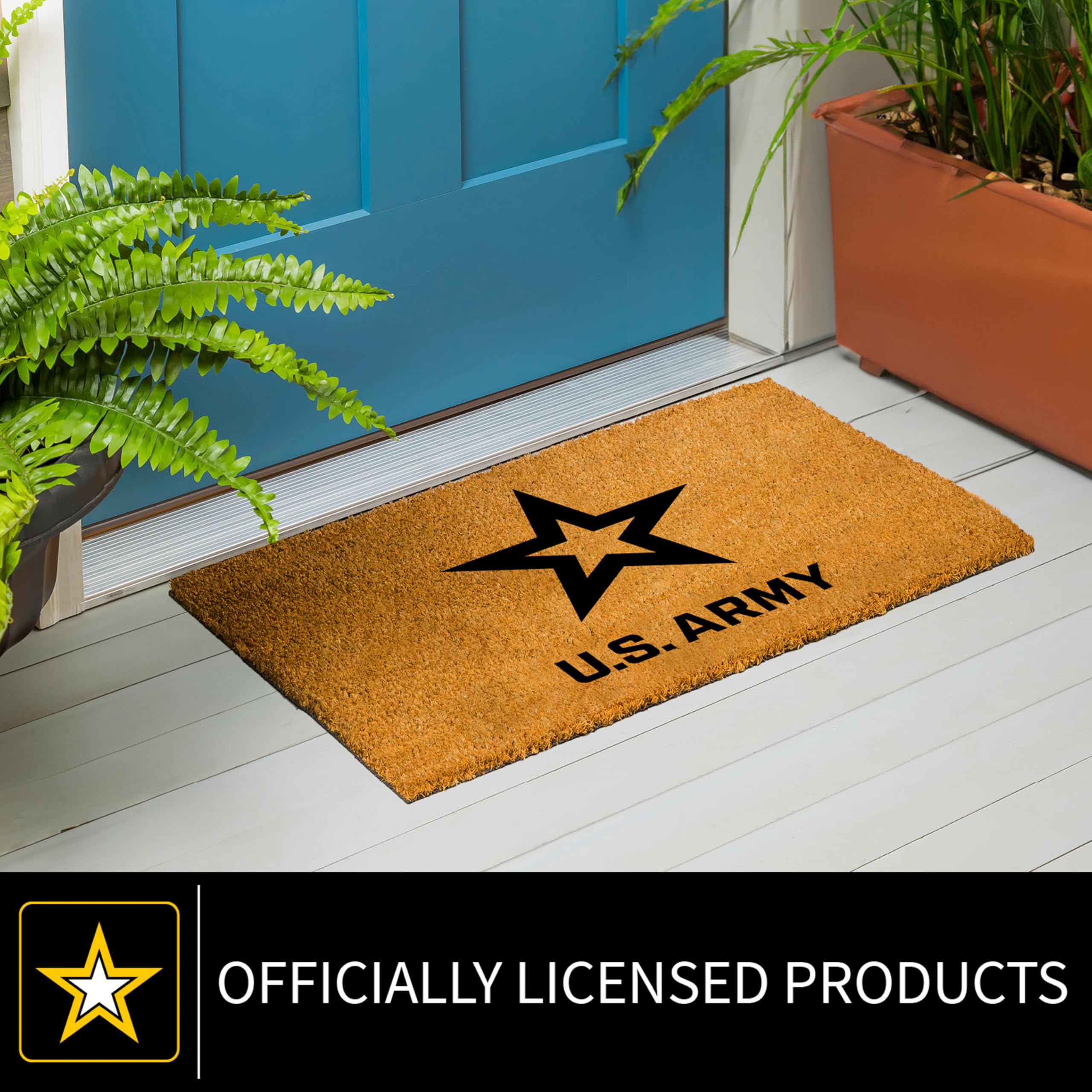 US Army Welcome Mat Coir Doormat, 28" x 16" Front Door Mat Outdoor Entrance, No Slip Door Rugs Entryway Indoor - Image 4